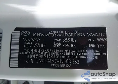 2022 Hyundai Elantra Sel from USA, damaged, VIN 5NPLS4AG4NH081332